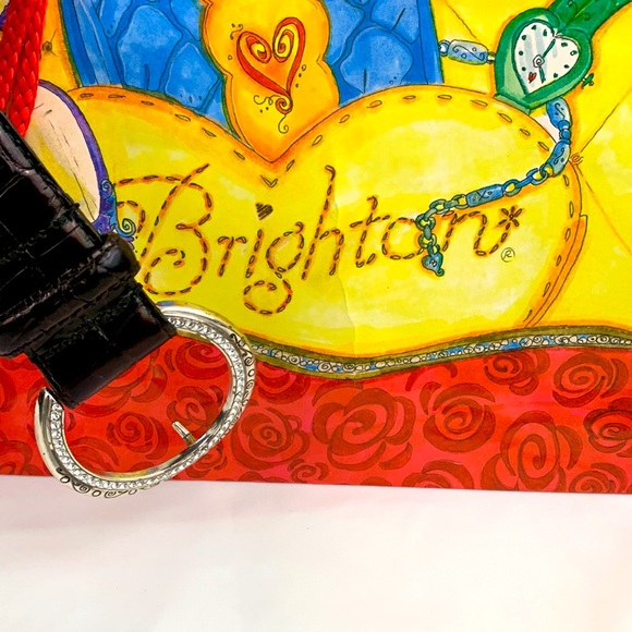 Brighton Brown leather belt, silver pin buckle with rhinestones size 34 - Picture 3 of 7